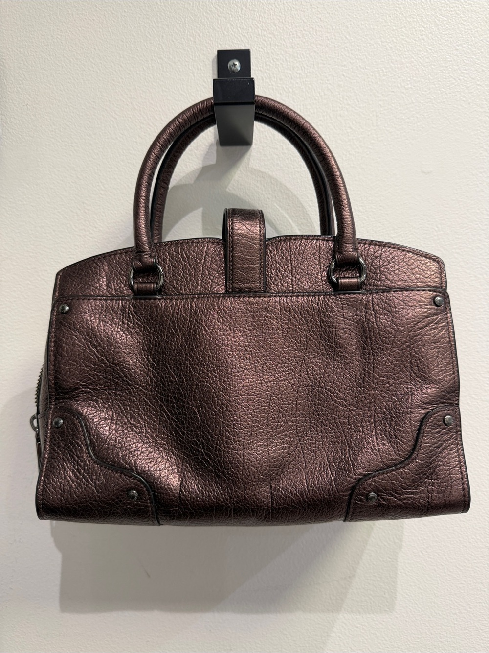 Coach Mercer Satchel 24 in a metallic copper or bronze leather. - Picture 7 of 9
